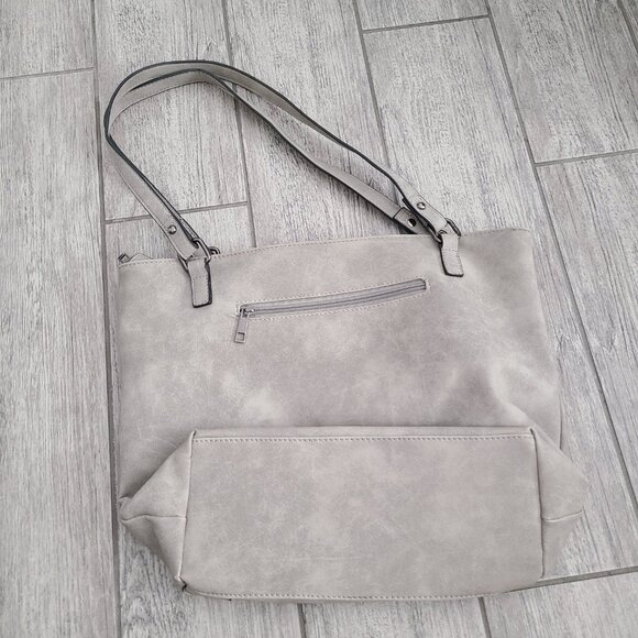 Sam & Hadley Faux Suede Tote Shoulder Bag Over The Shoulder Gray - Picture 5 of 12